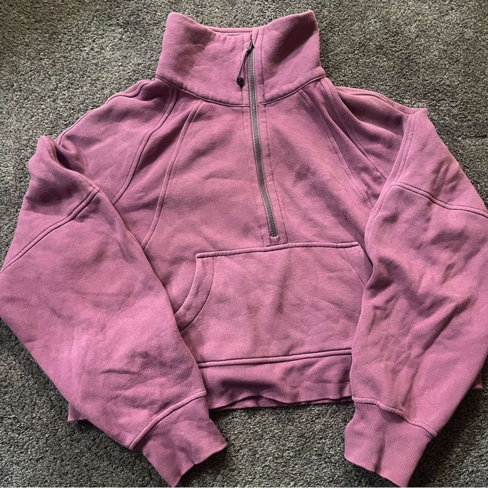 Lululemon Funnel Neck Scuba Purple Half-Zip Cropped Sweatshirt XS/S